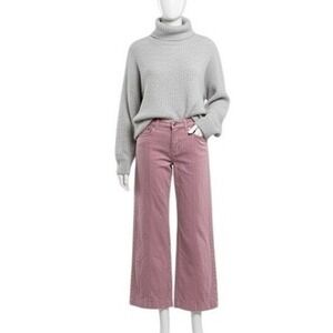 American‎ Eagle Stretch Wide Leg Cropped Pink Jeans High Waist baggy palazzo